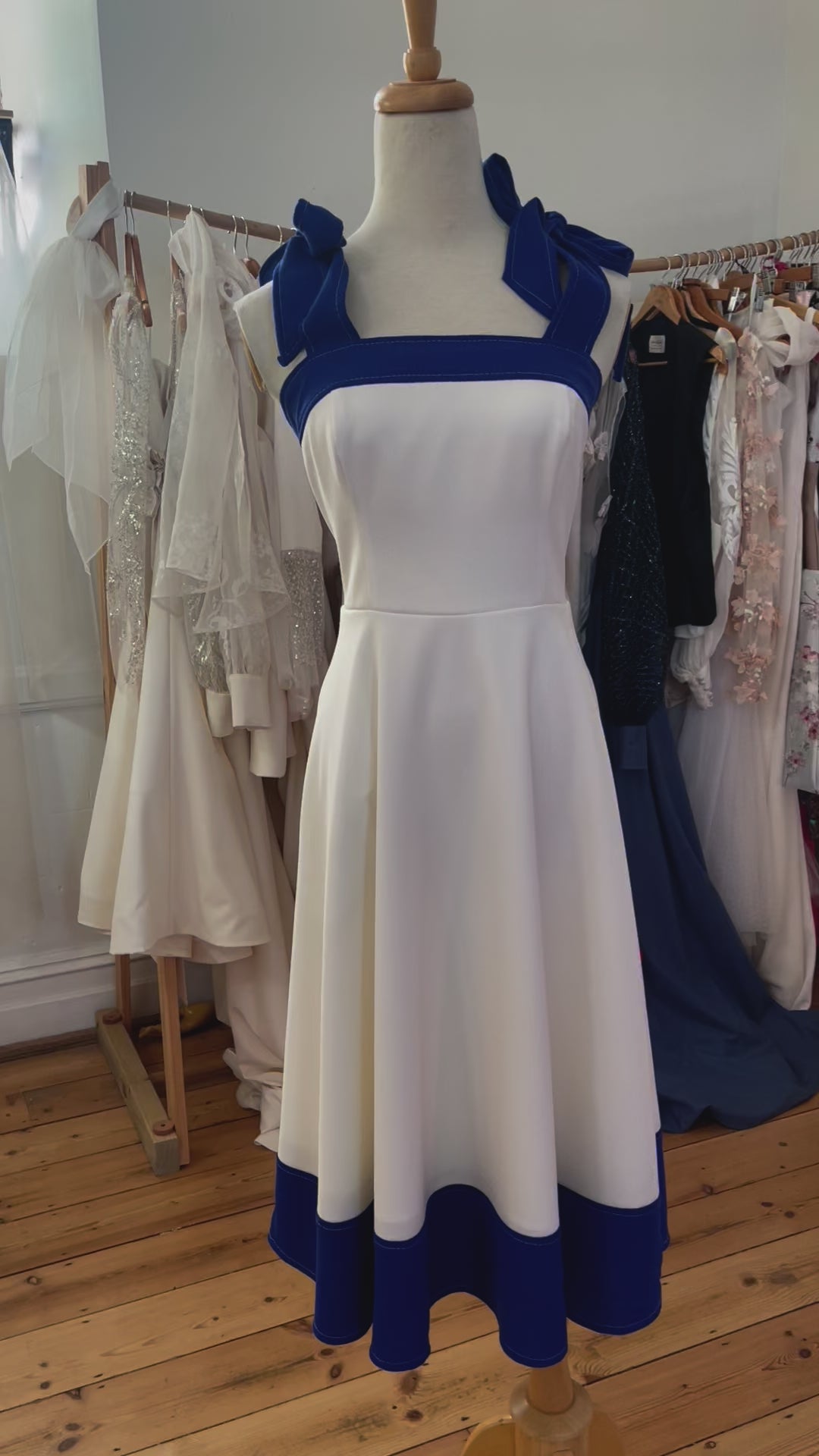 blue v neck dress with sleeves Blue V-Neck Maxi Dress with Open Back main image 0