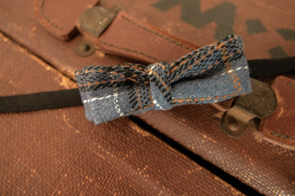 Blue Check Bow Tie