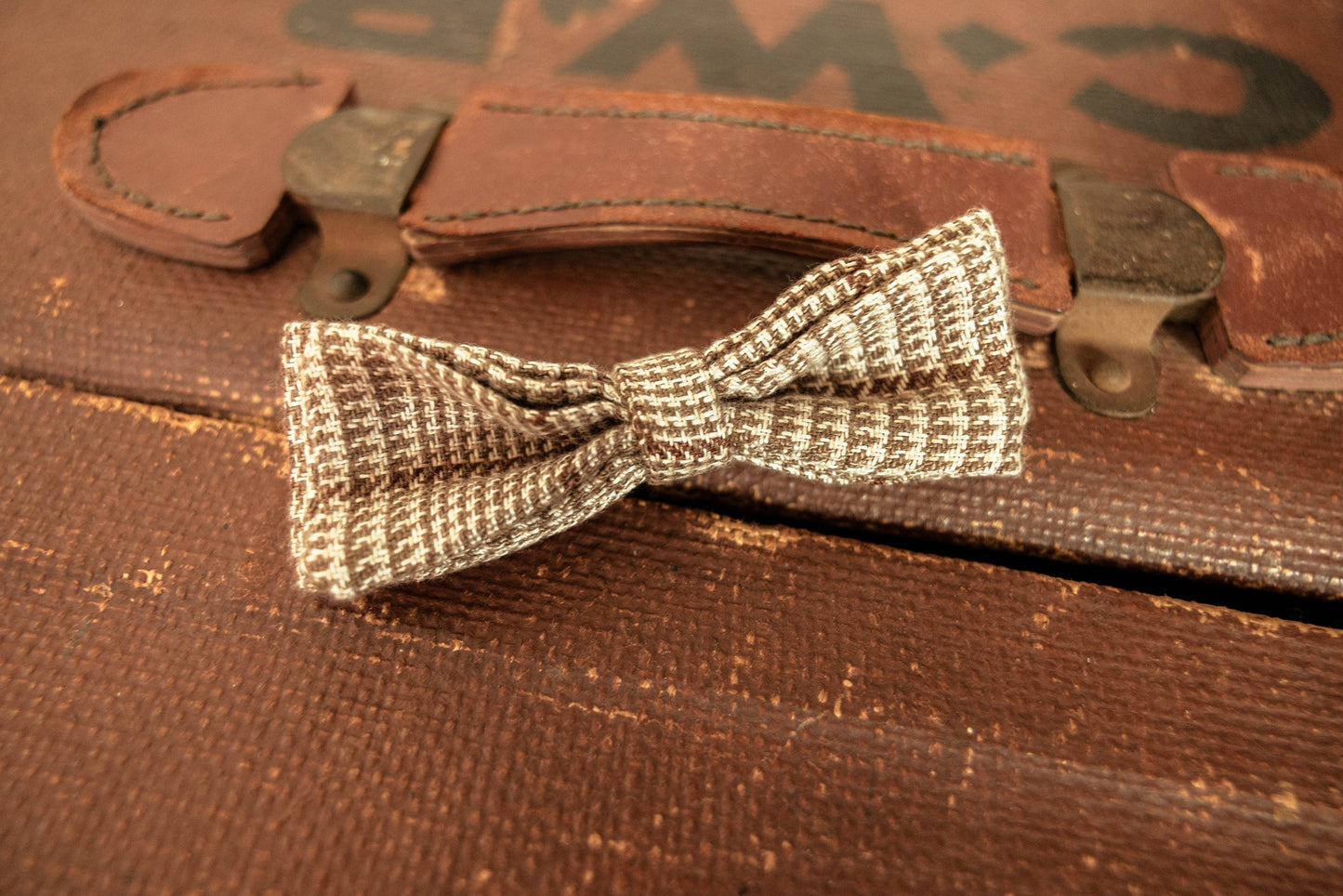 Tweed Beige Doggie Bow Tie