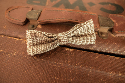 HVC Tweed Beige Doggie Bow Tie