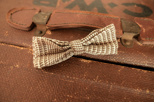 Tweed Beige Doggie Bow Tie