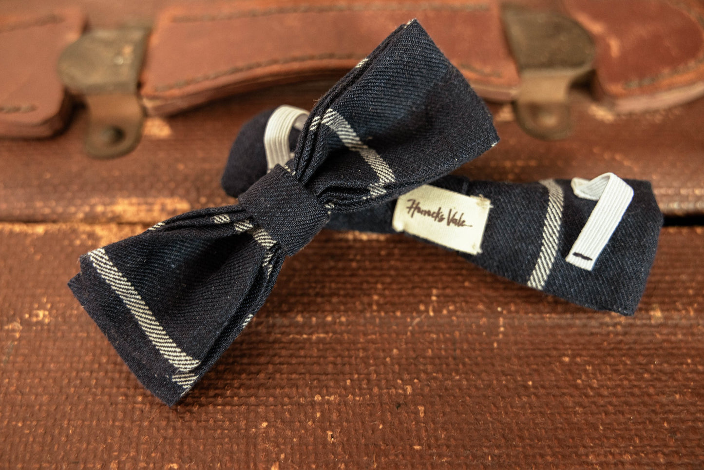 HVC Navy Stripe Doggie Bow Tie