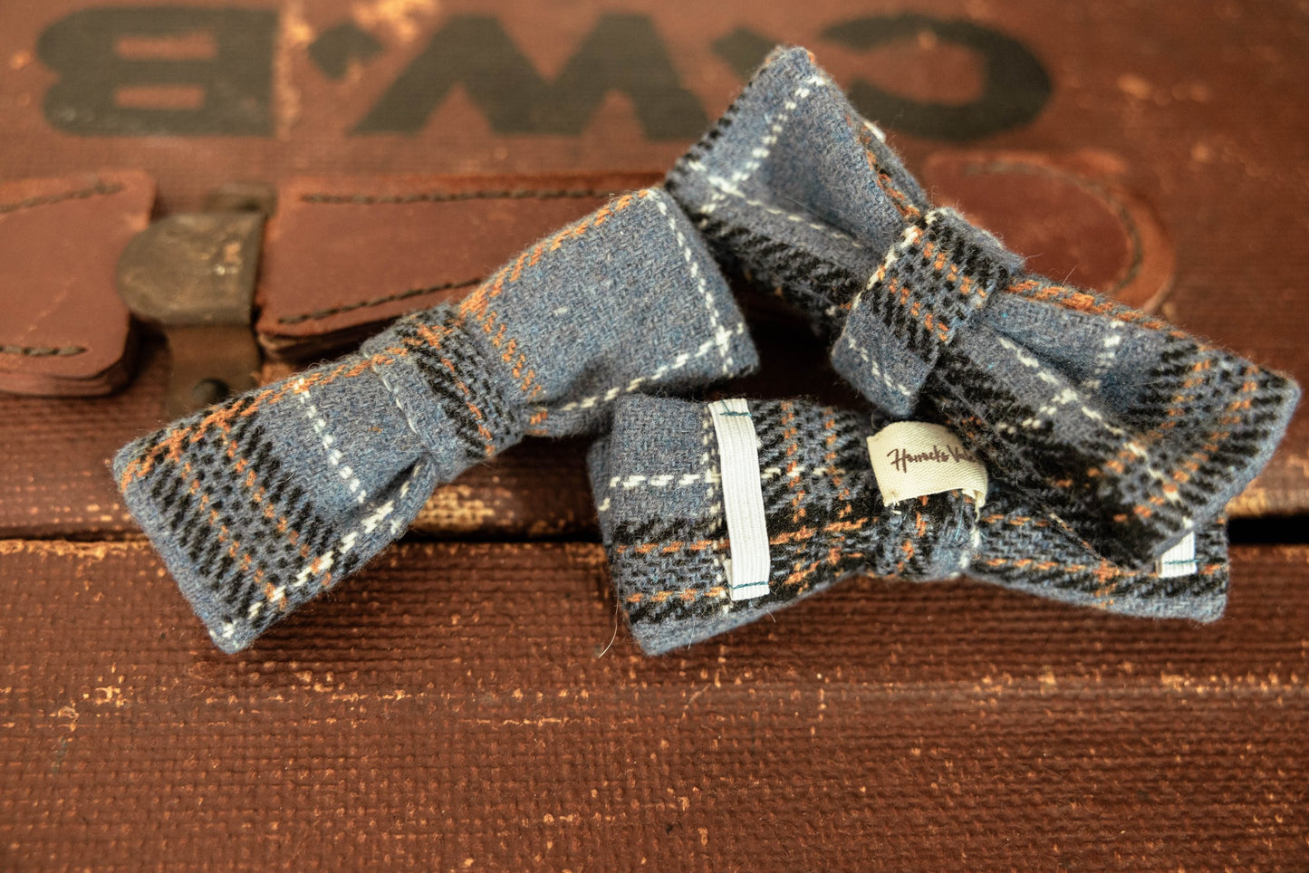 HVC Blue Check Doggie Bow Tie